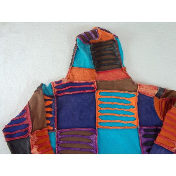 RISING INTERNATIONAL WOMEN Medium - FULL ZIP SLASHED PATCHWORK HOODIE SWEATSHIRT - Picture 8 of 9